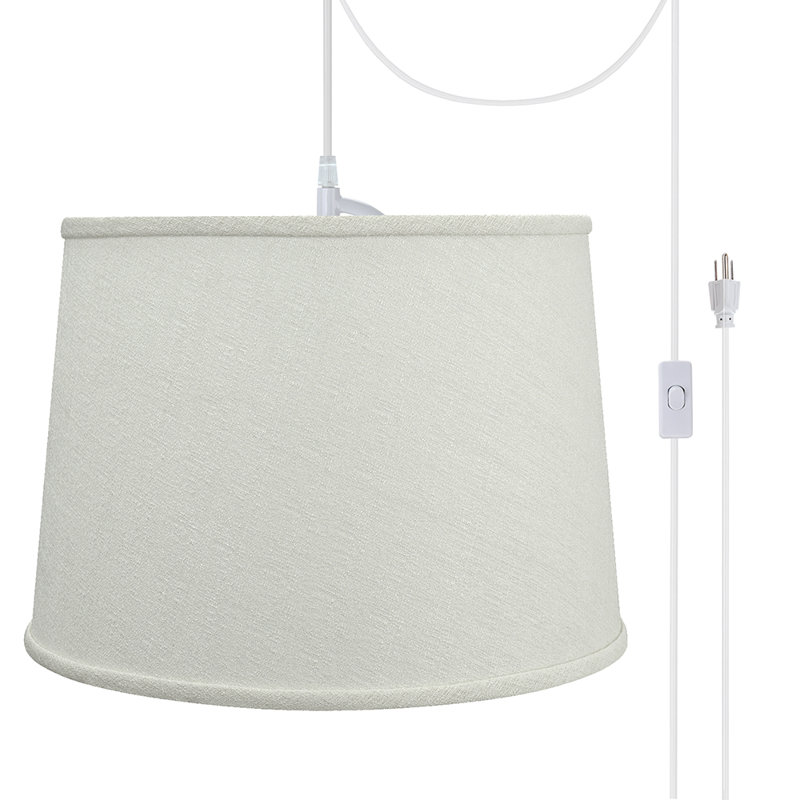 Luminaire suspendu tambour simple à 1 lumière Beale, Blanc cassé, 10 po x 14 po x 12 po