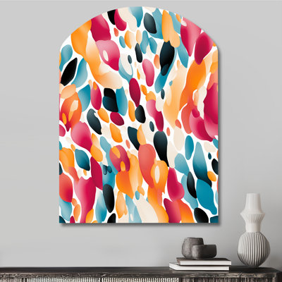 Cristyn - Abstract Arch Metal Wall Decor, Magenta Asymmetrical Metal Art Print