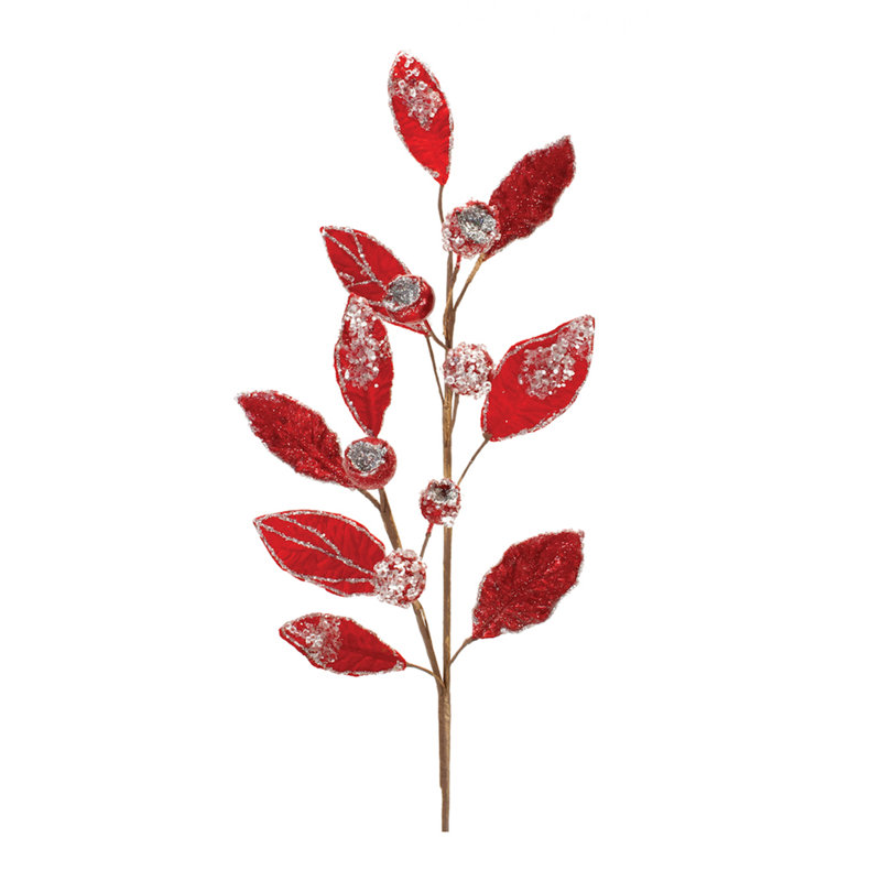 Tige de feuille de bourgogne perlée (ensemble de 2), Rouge