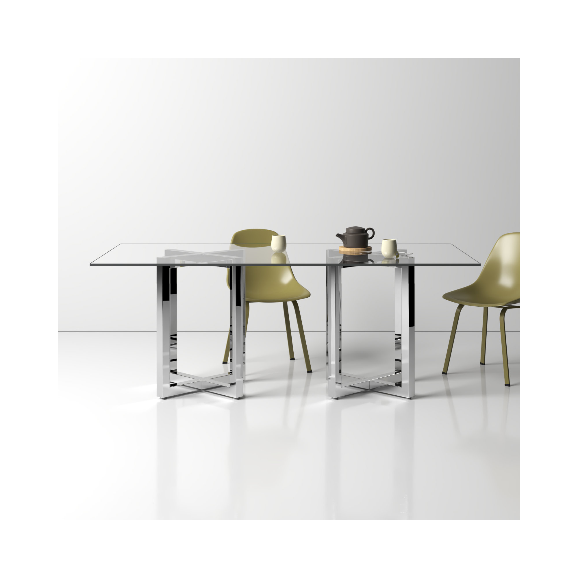 Dern 78" Glass Dining Table
