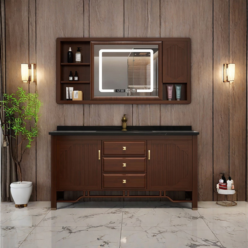 Armoire de salle de bain haut de gamme rétro et simple, 55"