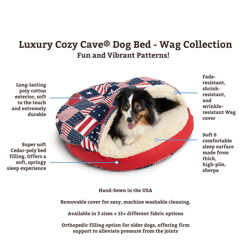 Lit pour chien intérieur / extérieur Snoozer, Petit (l 25 po x P 25 po x H 8 po), Patchwork, Rouge / bleu / blanc