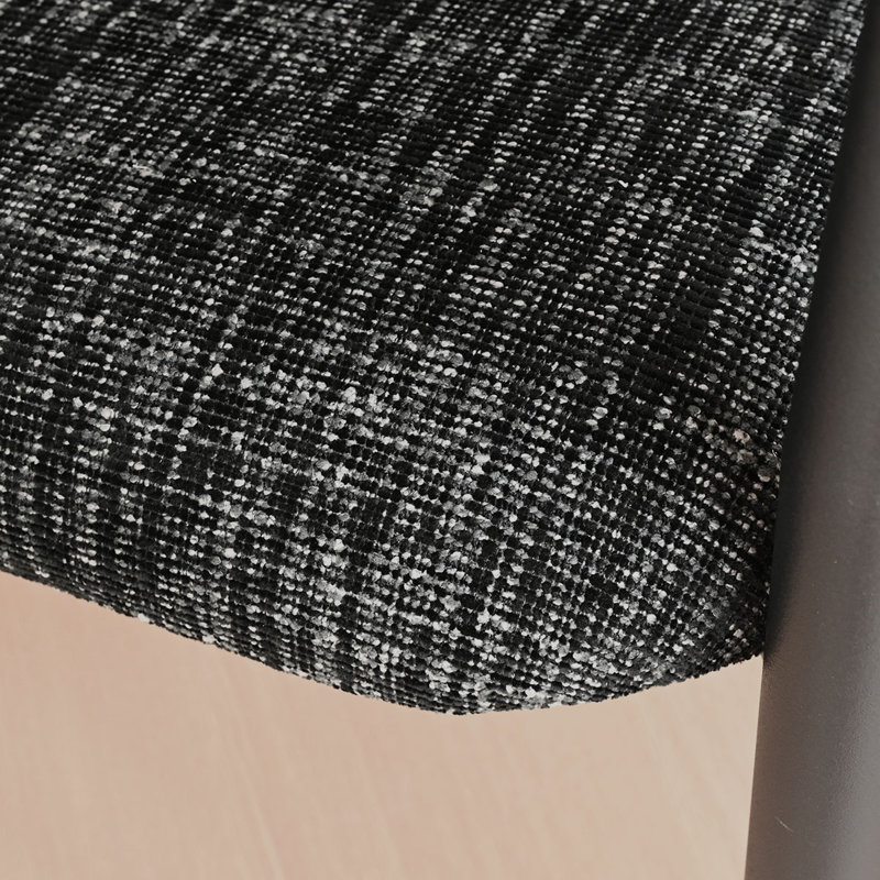Fauteuils de salle à manger rembourrés en chenille avec dossier ouvert (ensemble de 6), Noir