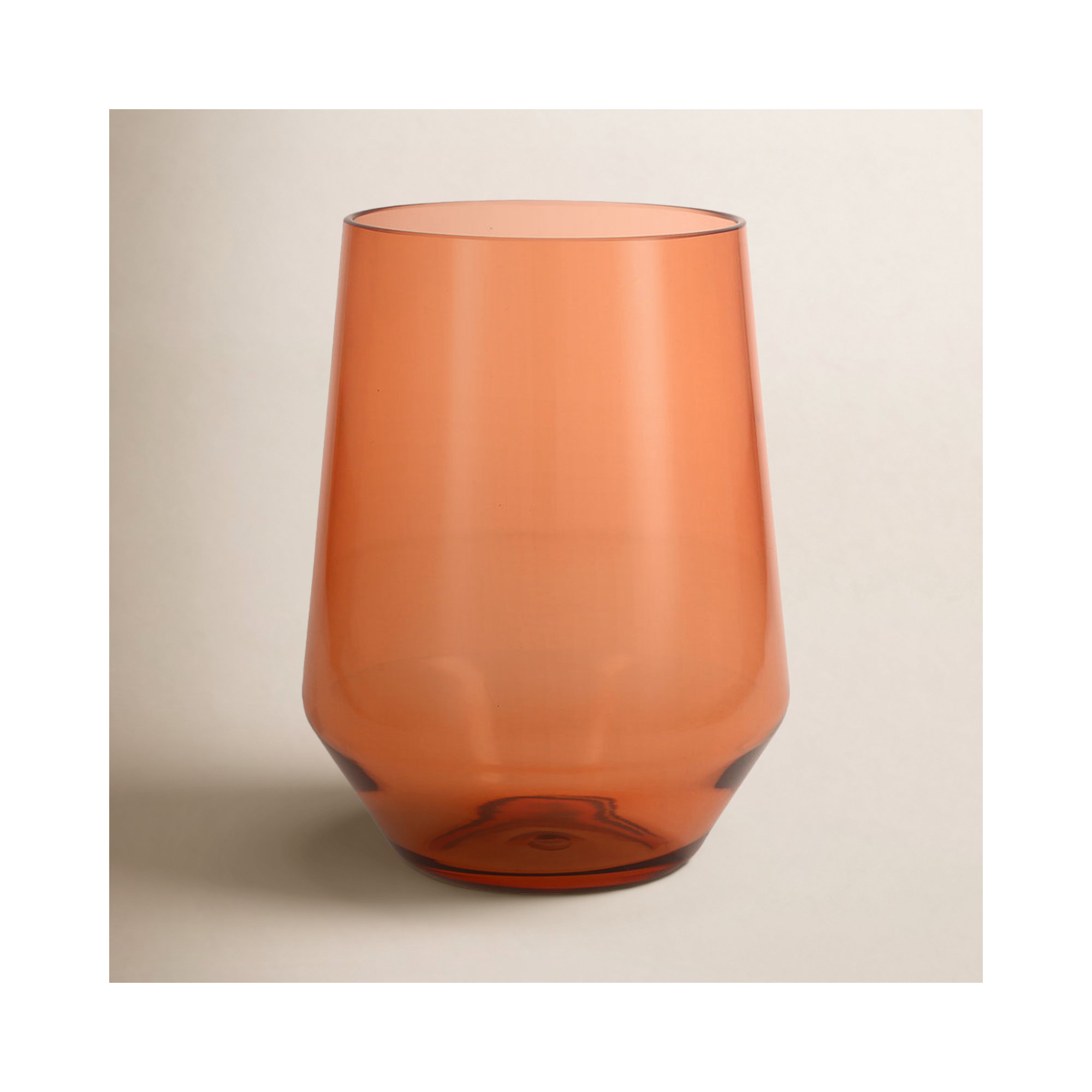 Fortessa Sole Outdoor Shatter Resistant BPA Free Premium Copolyester Plastic Drinkware 6 Pack, Terra Cotta Orange, Stemless Wine Glass
