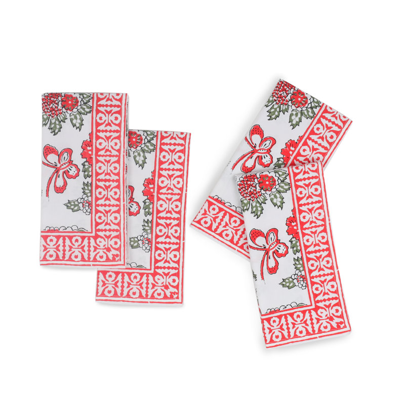 Flutter & Bloom Block Print Cotton Napkins