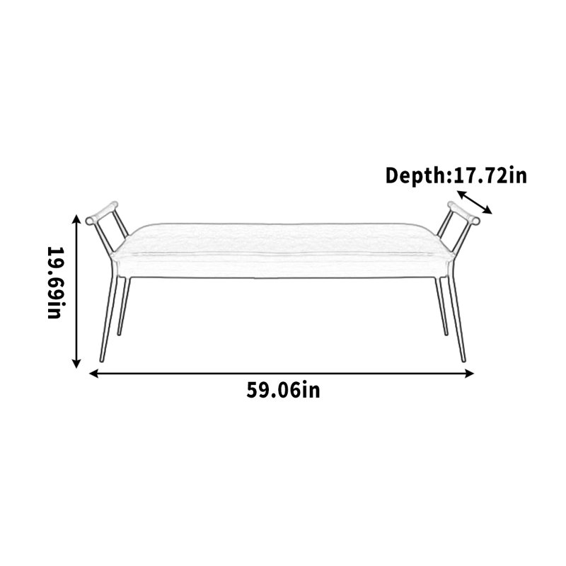 Fauteuil Bench, H 19,69 po x l 59,06 po x P 17,72 po