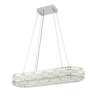 Hylan - Îlot de lumière DEL intégré - Finition chrome - Abat-jour en cristal