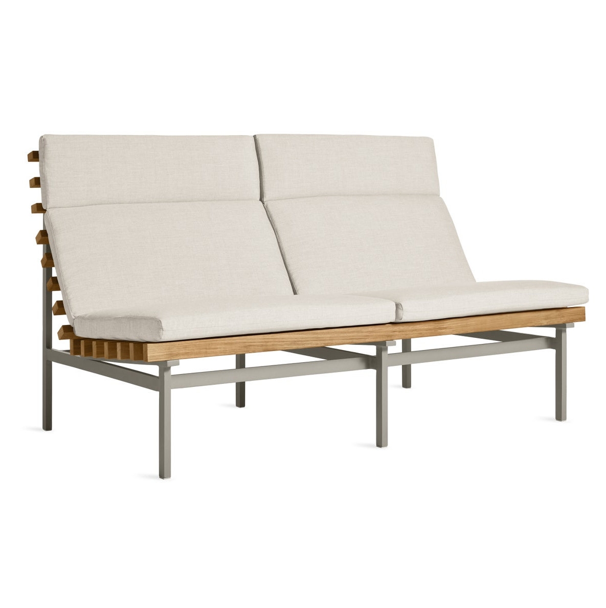 Perch 59'' Wide Powder Coated Aluminum Loveseat with Cushions, Sunbrella Linen, Charcoal