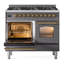 ILVE UPD406NMP Nostalgie II 40 inch Dual Fuel Range with 6 Total Black Brass Burners (Limited Edition)-458233633-458233634