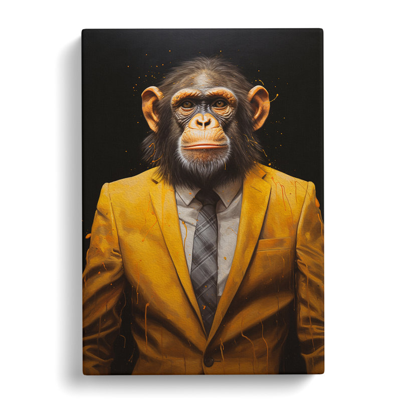 Monkey In A Suit Painting - Wrapped Canvas, 50cm H x 35cm W x 3cm D