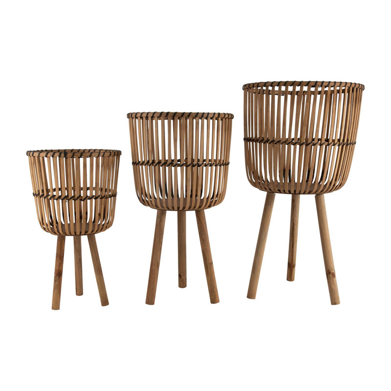 Jardinières en bambou polyvalentes de haute qualité pour diverses plantes et espaces, H 26 po x l 15 po x P 15 po, Noir