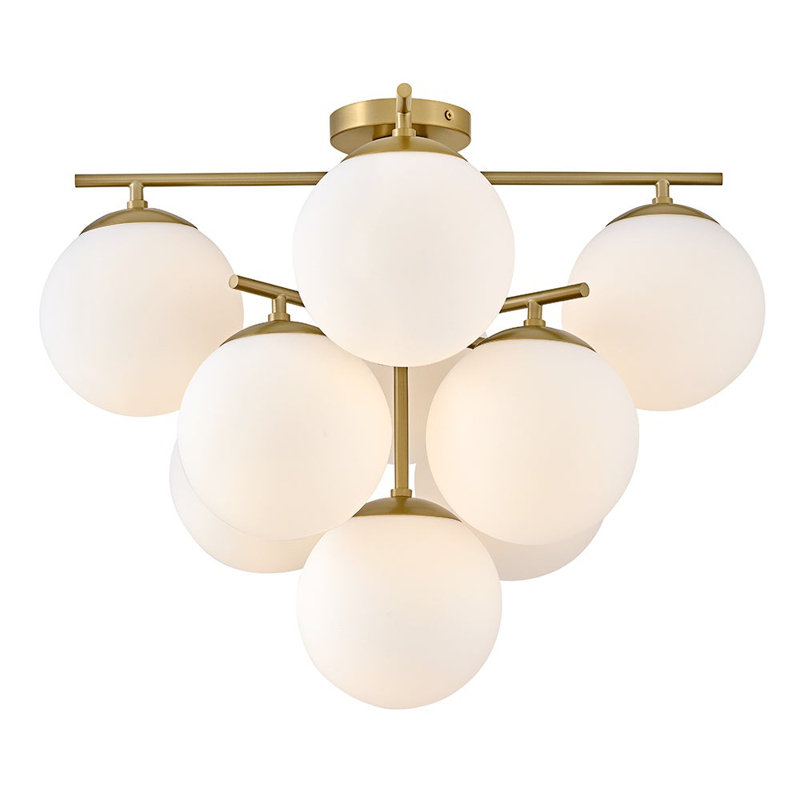 9-Light Flush Mount Modern Ceiling Light with Globe Shades, Bronze