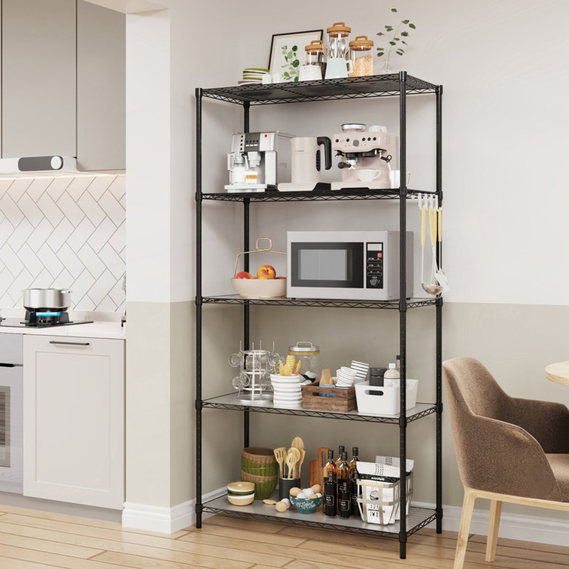 5 Tier Shelf Wire Shelving Unit, Black