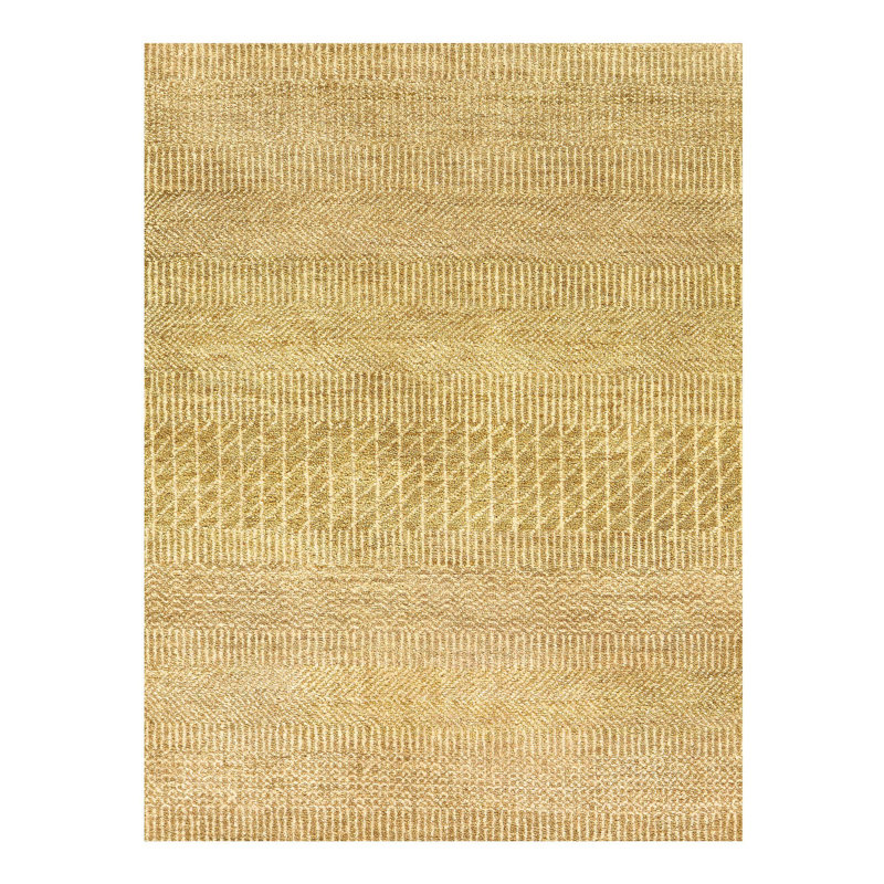Tapis de la zone en laine 8 pi x 10 pi beige à la main one-of-kind noué la Sybil