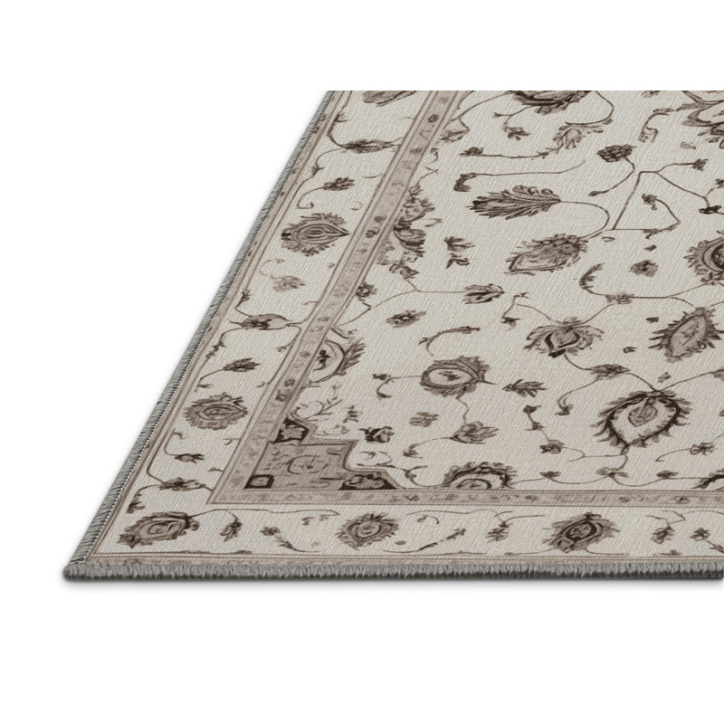 Machine Washable Tabriz Gray Area Rug, Runner 2' x 5'