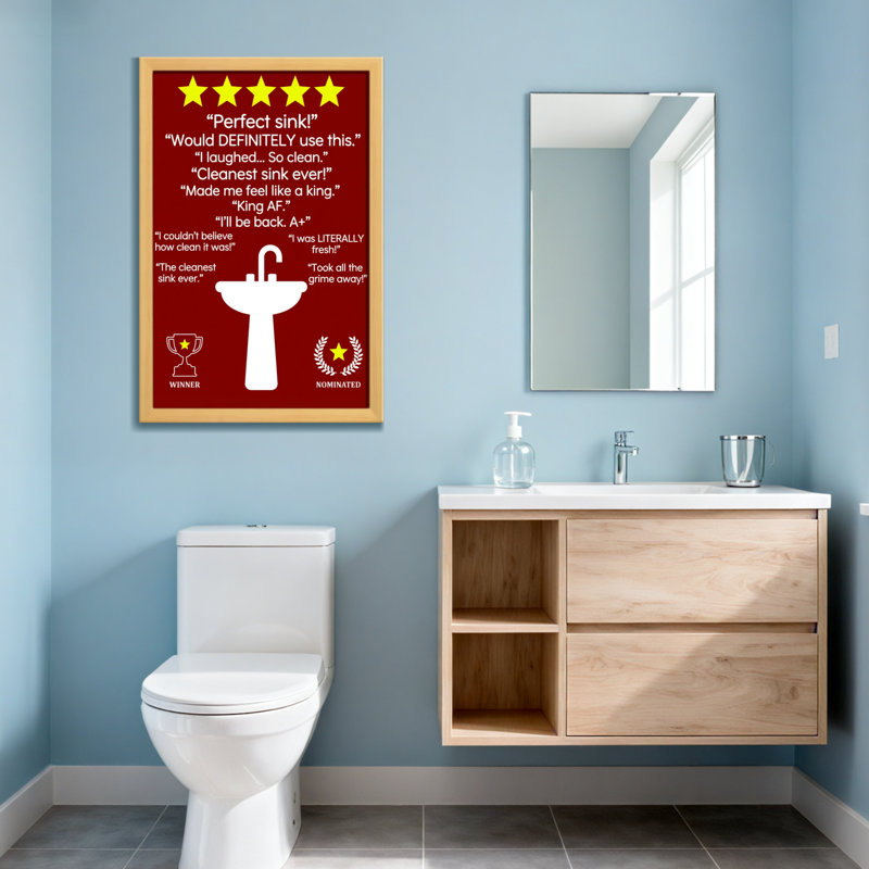 «Bath & Laundry», Grain de bois clair, H 18 po x l 12 po, Impression encadrée sans passe-partout