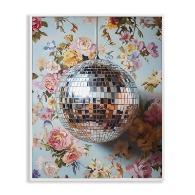Giclée encadrée florale à motif de boule disco, design par LSR Design Studio