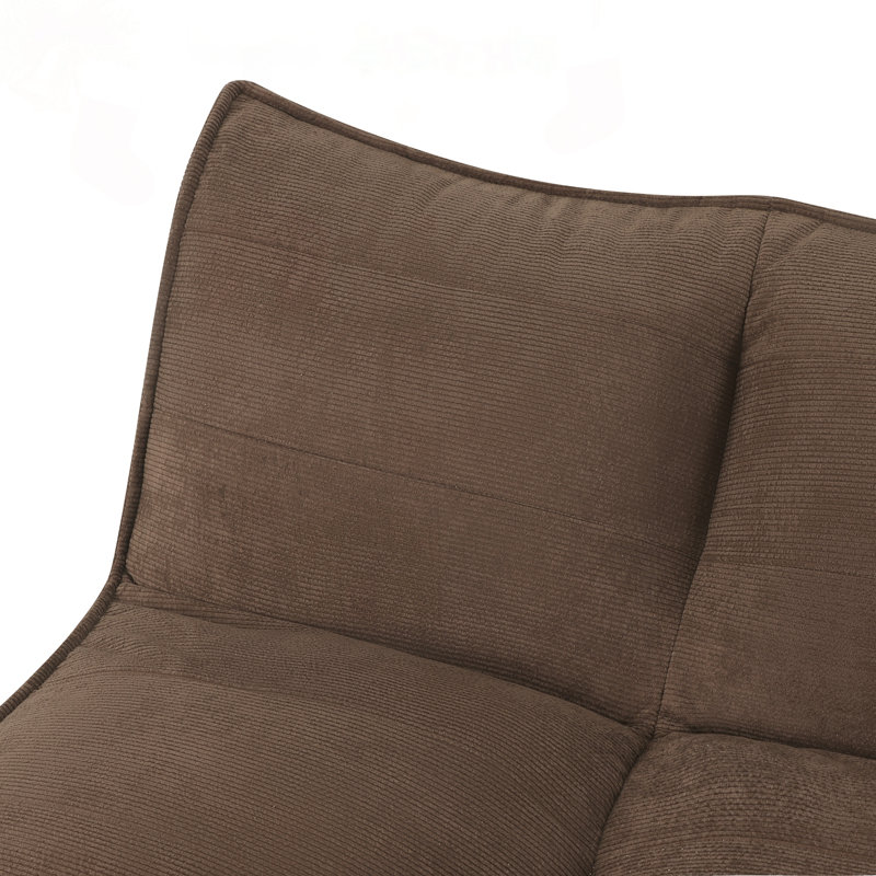 Canapé en velours côtelé Slouchy - Aucun assemblage requis, Brown Corduroy
