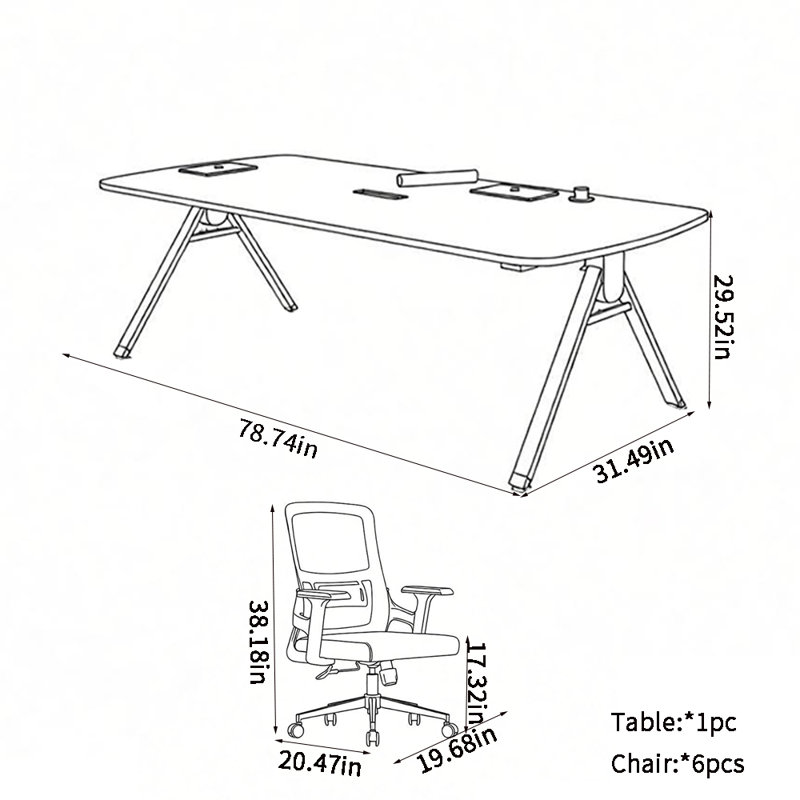 Ensembles de table de conférence simples et modernes, H 29,52 po x L 78,74 po x l 31,49 po