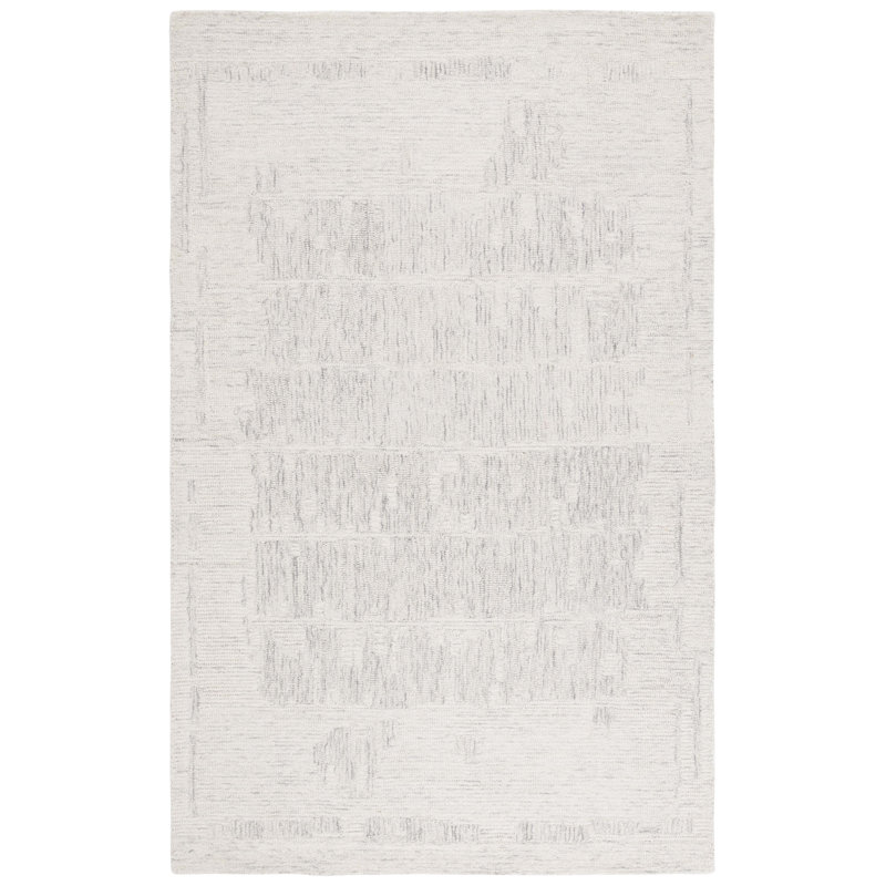 Ermalee Ebony Hand Tufted Wool Abstract Rug, Rectangle 8' x 10'