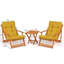 Ensemble de table et chaises de jardin (3 pièces), hêtre massif, table: 15,7 po x 15,7 po x 15,7 po, chaises: 19,7 po x 31,9 po x 19,7 po | Sans vernis, conservateur à base d'eau, finition jaune et naturelle | Parfait pour la détente en plein air et les repas-86931932