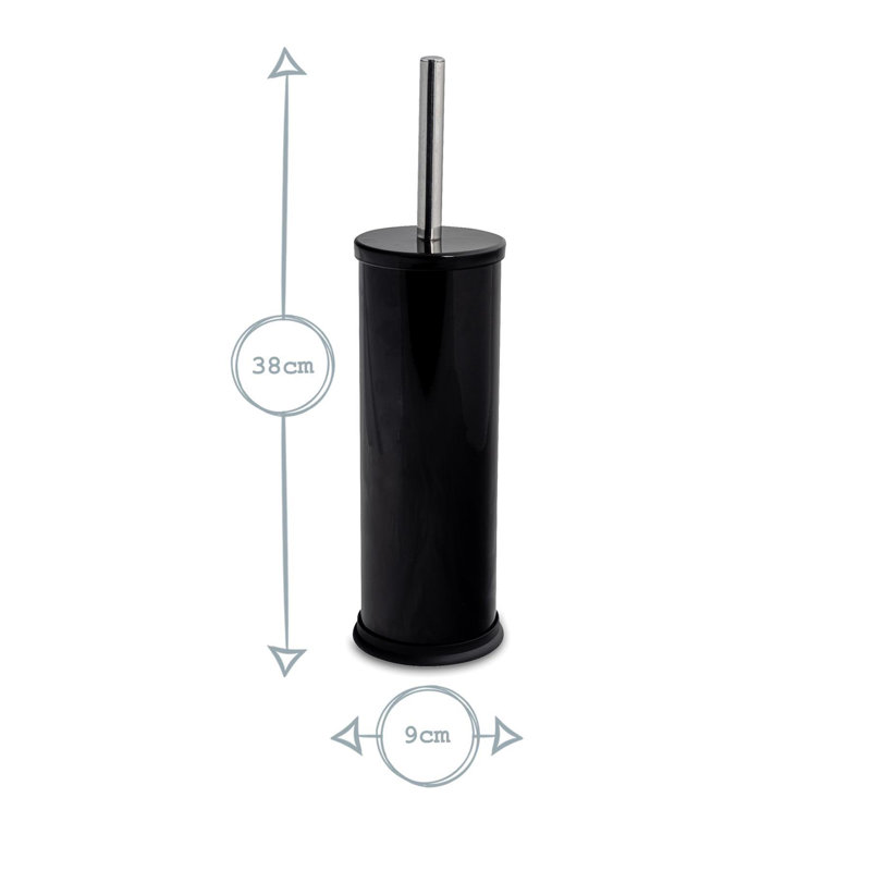 Harbour Housewares Round Toilet Brushes with Holder, Brushed Steel