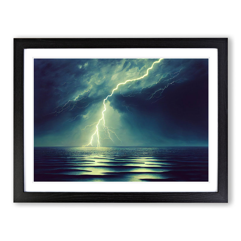Magnetic Lightning Storm - Framed Print, Black, 46cm H x 64cm W x 2cm D