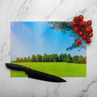 Grass field Designer Glass Chopping Board
