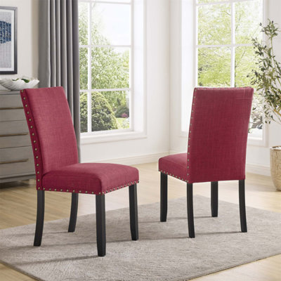 Ensemble de 2 chaises Biony en tissu avec garniture cloutée, siège élégant et confortable pour les salles à manger modernes