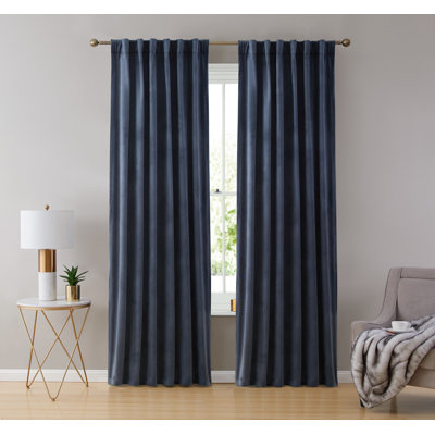 Monroy Velvet Solid Color Curtain Panels Set