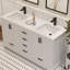 Meuble-lavabo double 60 po Maya avec comptoir en quartz blanc Maya-101808766-101808764