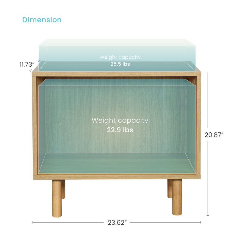 Home Zone Living Storage Cube End Table with Open Cabinet Design, Stackable Up To 3 Units