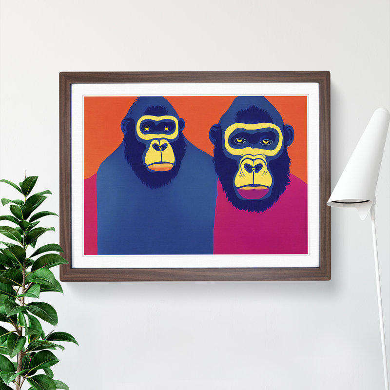 Gorilla Abstract Vol.2 - Single Picture Frame Print, 25cm H x 34cm W x 2cm D, Walnut Framed