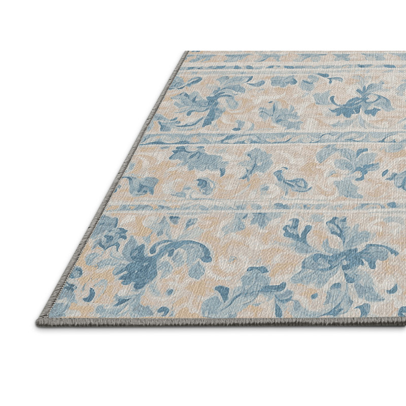 Machine Washable Gray Area Rug, Rectangle 4' x 6'