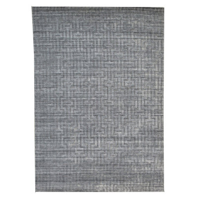 Grey Silk Modern Handmade Area Rug