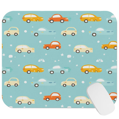 Transportation Toy Cars Pattern Kids Room Children's Art II Children's Gaming Cute Office Laptop Desk Pad Gift Mat Square Rectangle Non-Slip Mousepad