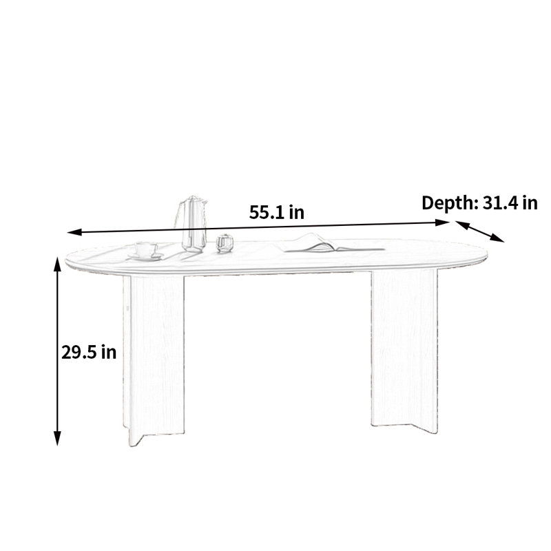 Retro style practical dining table, 29.5"H x 55.1"L x 31.4"W