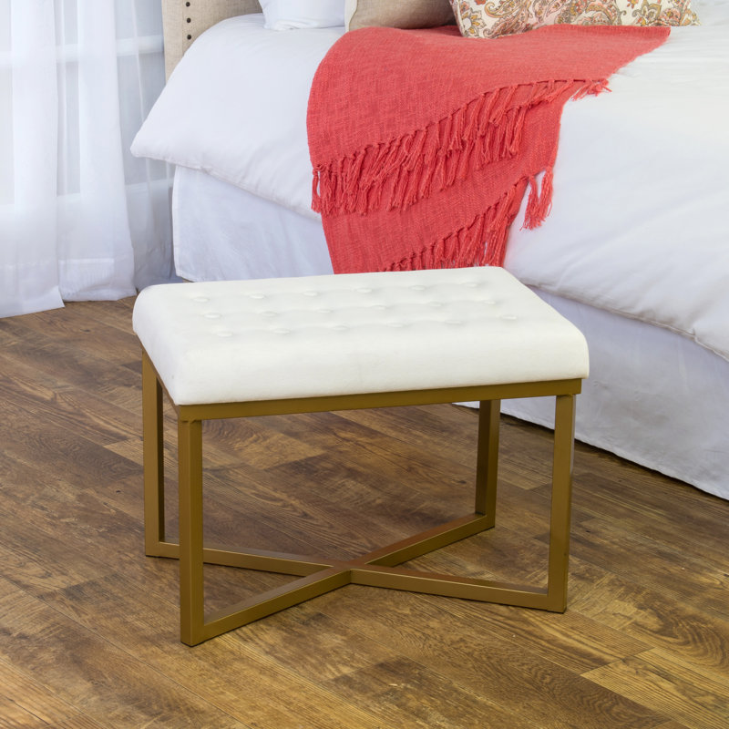 Mikey 24'' Wide Velvet Tufted Rectangle Standard Ottoman