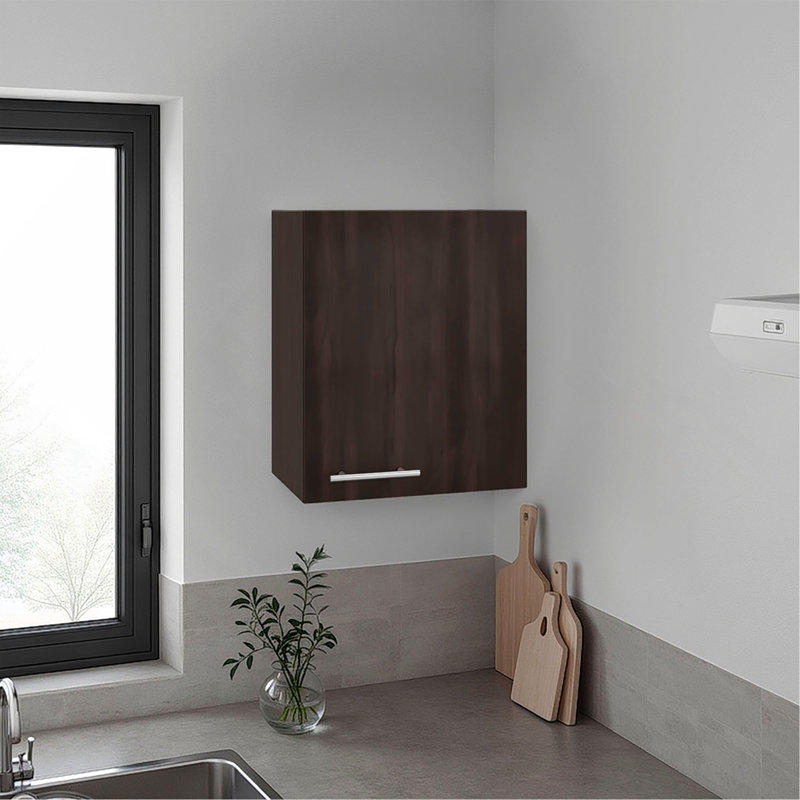 Sterling Wall Cabinet with 1 Door and 2 Shelves, Dark Walnut