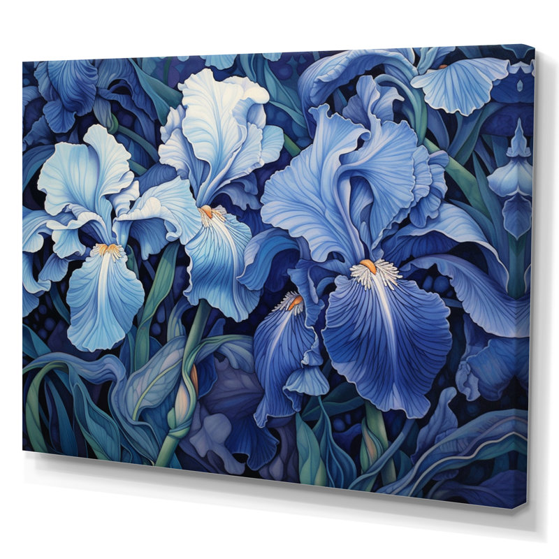 Impressions d'iris bleu vert - impression, H 30 po x l 40 po x P 1 po, Toile tendue