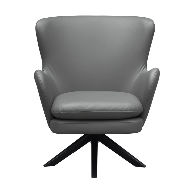 Olenka 32.5'' Wide Genuine Leather Swivel Wingback Chair