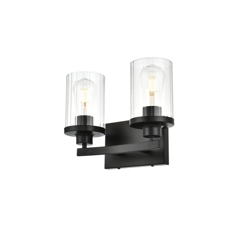 Éclairage pour meuble-lavabo à intensité variable Dariela, Noir, H 10 po x l 12 po x P 12 po, Deux lumières