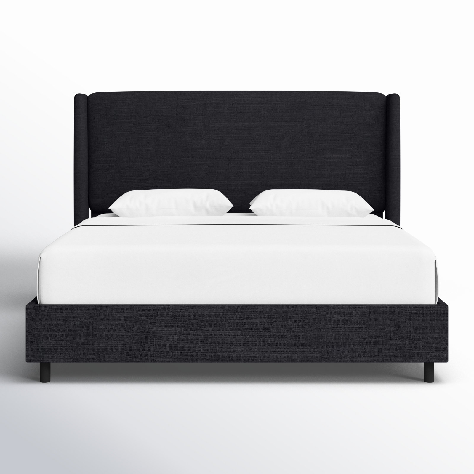 Tilly Linen Upholstered Wingback Bed, California King, Classic Black Linen
