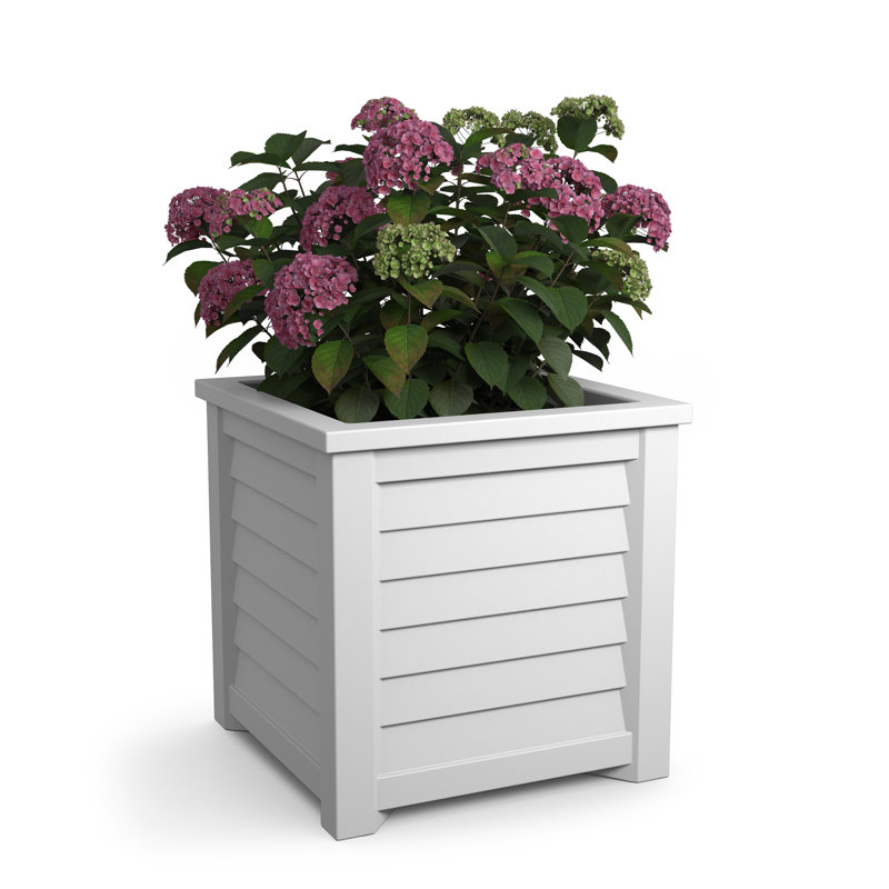 Lakeland Square Resin Planter with Water Reservoir, White, 20" H x 20" W x 20" D