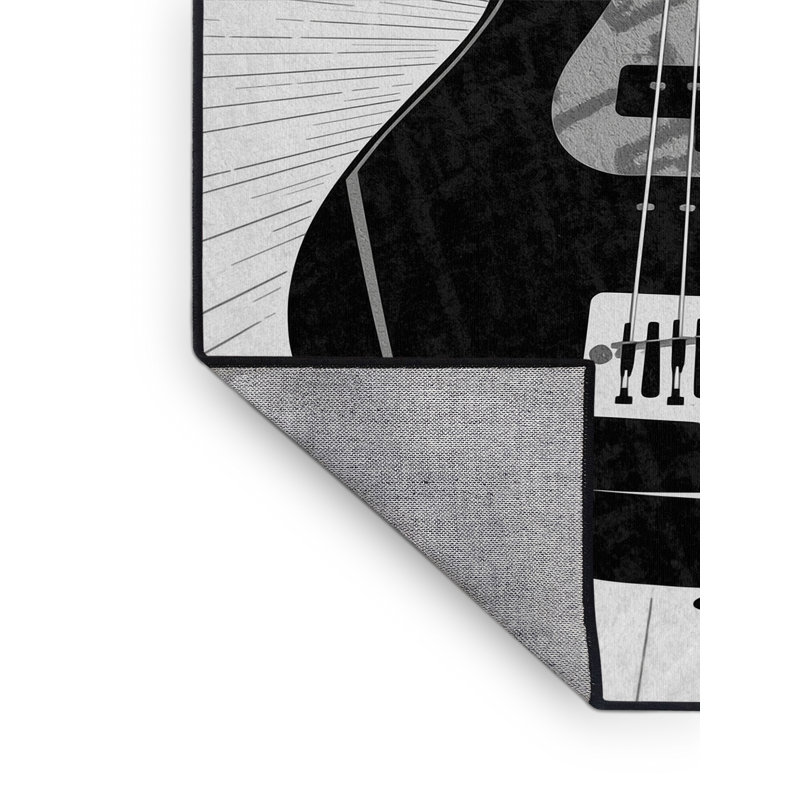 Machine Washable Pacen Electric Bass Modern & Contemporary Geometric Rug in Blue – Black Binding, 6x9