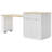 82.6" Fluted Kitchen Island with Extendable Dining Table for 4-6, Island Table for Kitchen with Power Outlet, Kitchen Table with Double-Side Storage, 2 Drawers 2 Side Open Shelves