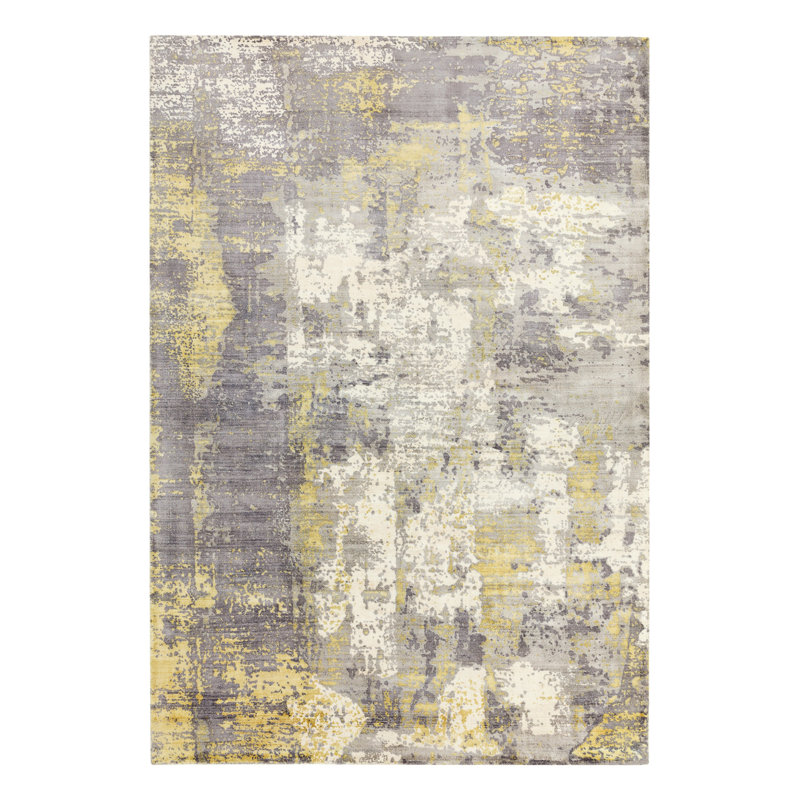 Midhurst Hand Woven Silky Gold/Grey Area Rug, Rectangle 160 x 230cm