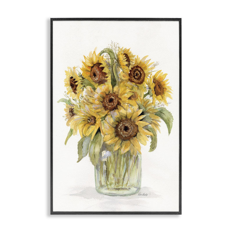 Tournesol pot de fleurs gris, estampe numérique de Patti Bishop, Giclée encadrée noir minuit, H 30 po x l 20 po
