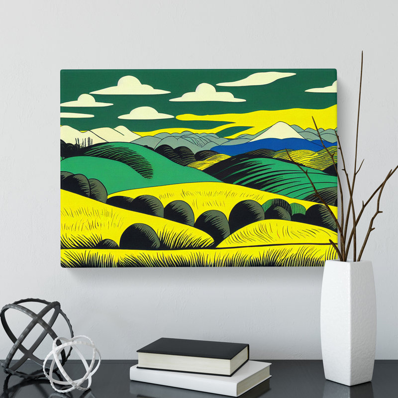 Pop Art Meadow Landscape Vol.4 Abstract - Wrapped Canvas, 40cm H x 60cm W x 3cm D