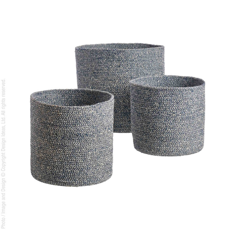 Ensemble de paniers 3 pièces Melia, H 14,2 po x l 14,2 po x P 14,2 po, Indigo